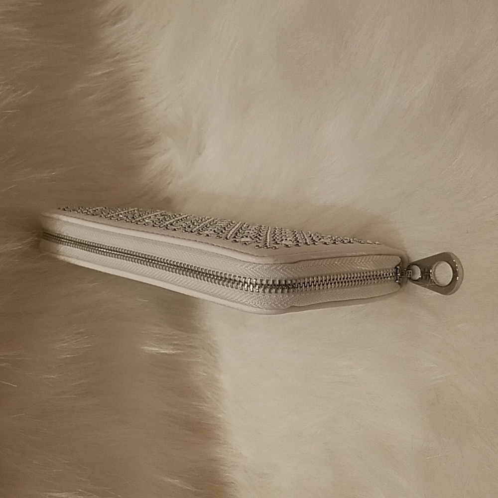 White Dazzling Rhinestone Pattern Wallet - image 3